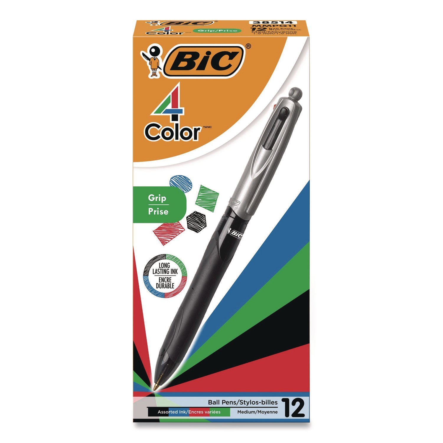 bic-r-4-color-pro-grip-multi-color-ballpoint-pen-retractable-medium-1-mm-black-blue-green-red-ink-black-gray-barrel-dozen-bicmmpg11ast_1